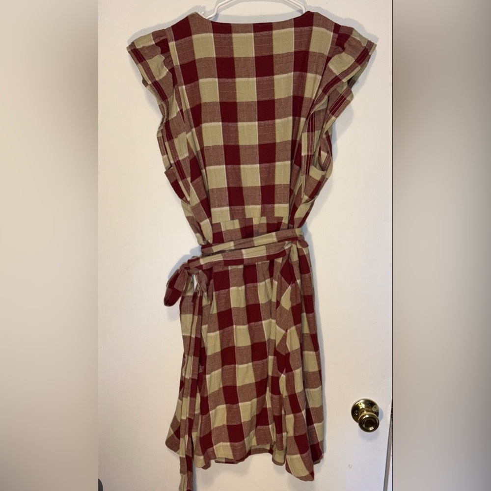 Madewell Gingham Ruffled Wrap Mini Dress Checkered Autumn Women XXL NWT - Picture 7 of 8